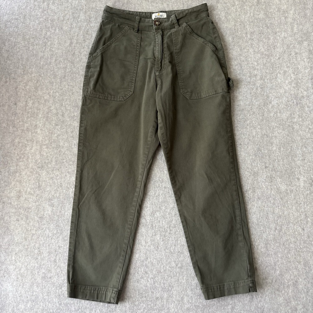 Marine Layer Aria Utility Pants Womens 4 Olive Green Patch Pocket Cropped